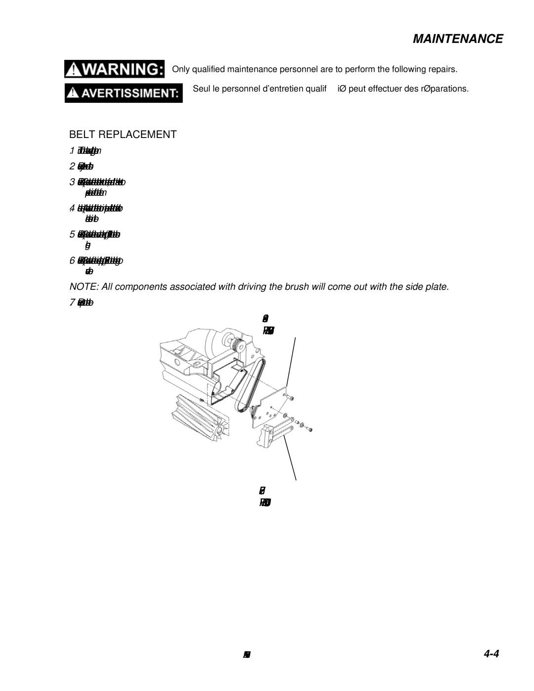 Windsor ADM8 10080170 manual Belt Replacement 