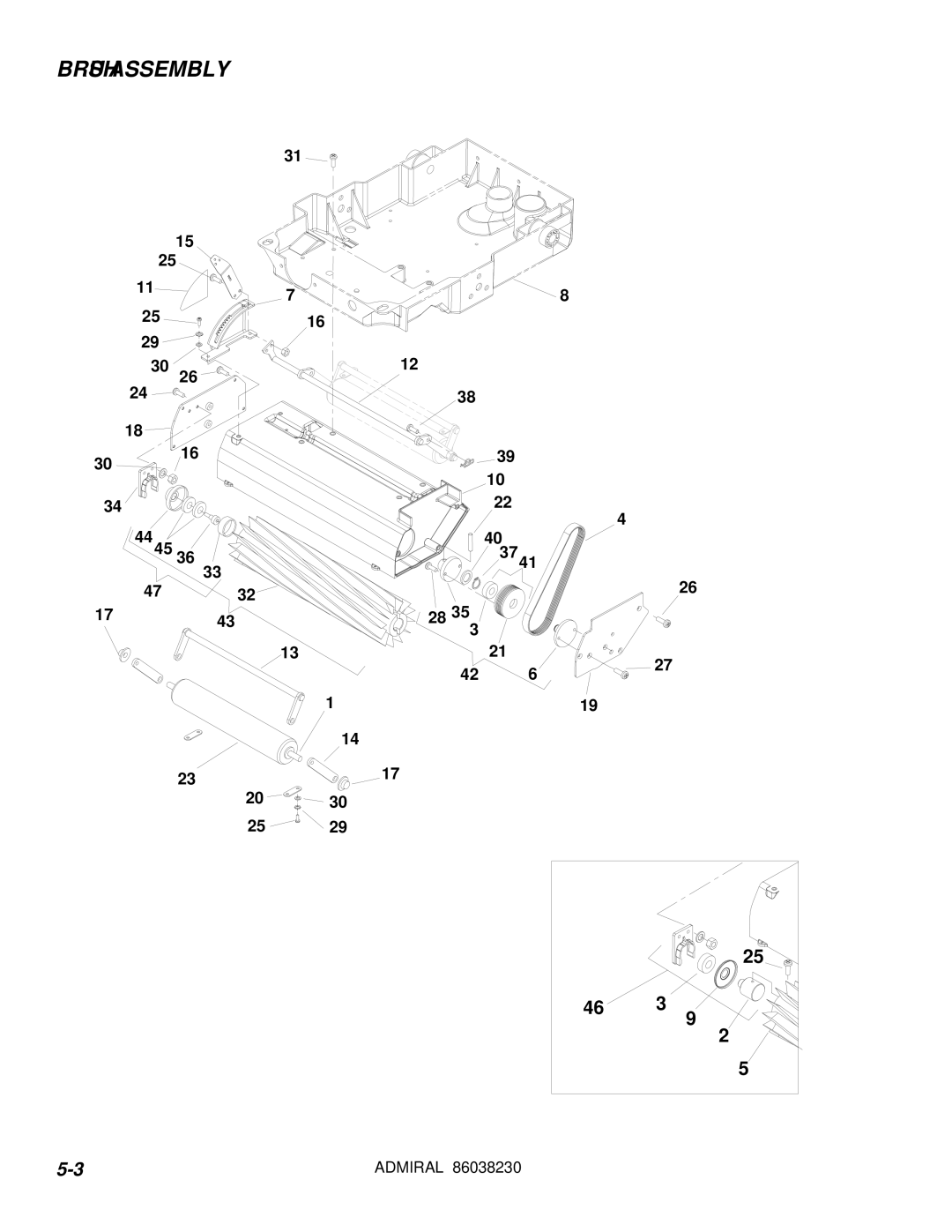 Windsor ADM8 10080170 manual Brush Assembly 