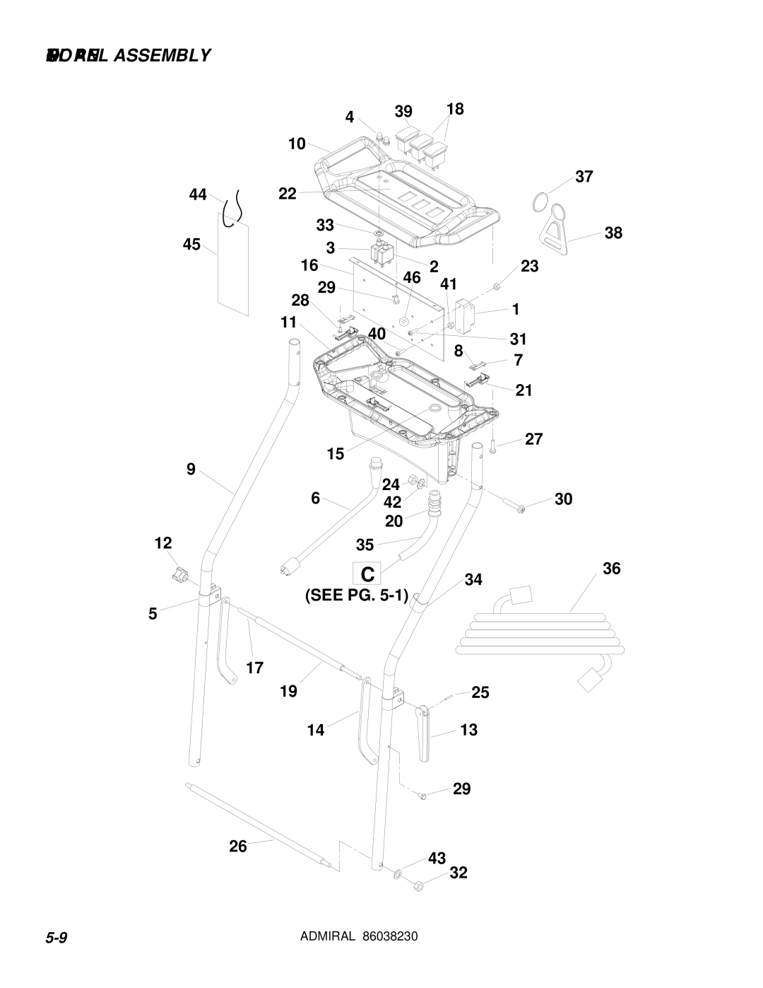 Windsor ADM8 10080170 manual Control Panel Assembly 