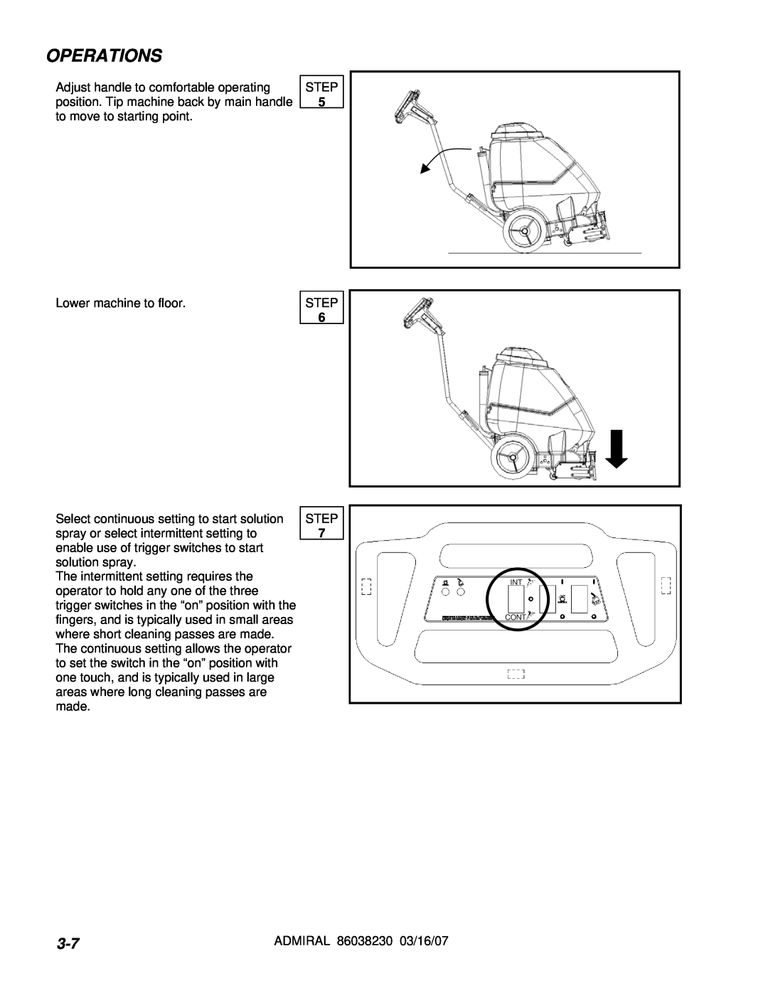 Windsor ADM8, 10080170 operating instructions Operations, Adjust handle to comfortable operating 