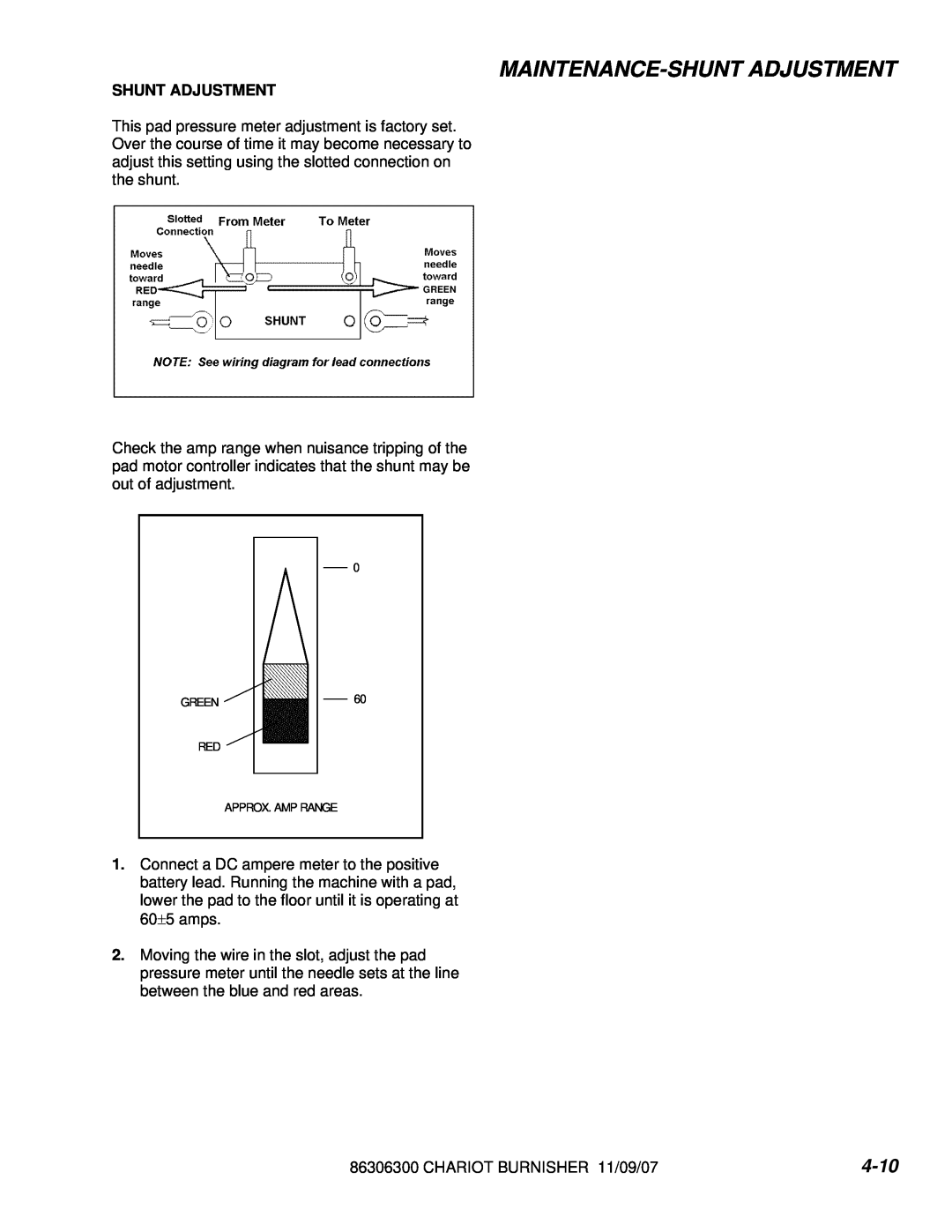 Windsor CB20, CBE20, CBCD20 manual Maintenance-Shuntadjustment, 4-10, Shunt Adjustment 