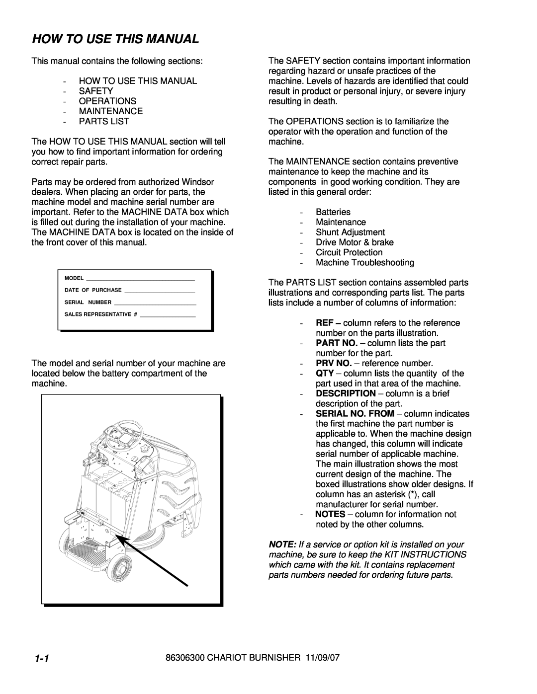 Windsor CBCD20, CBE20, CB20 manual How To Use This Manual, The PARTS LIST section contains assembled parts 