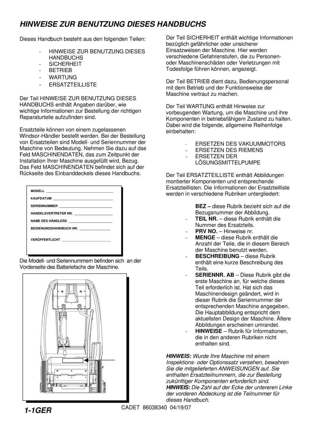 Windsor CDT7IE/10080070, CDT7IB/10080060, CDT7IS/10080080, CDT7IA/10080050 manual Hinweise ZUR Benutzung Dieses Handbuchs 