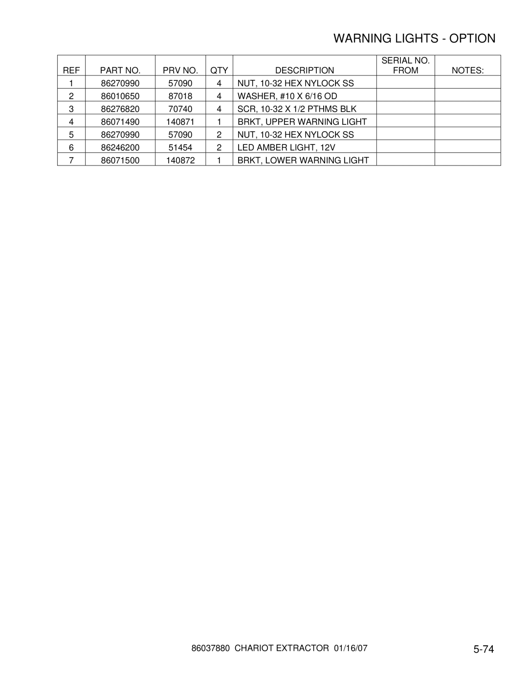 Windsor CE24X, CEE24, 86037880 manual BRKT, Upper Warning Light, LED Amber Light, BRKT, Lower Warning Light 