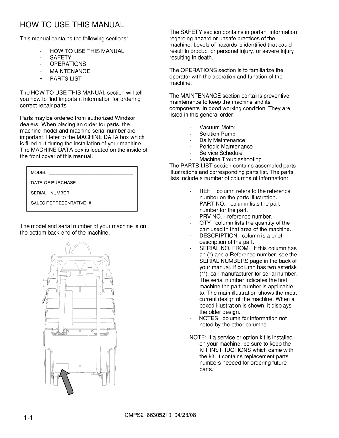 Windsor CMPS2E, 10070560, 10070570 manual HOW to USE this Manual 