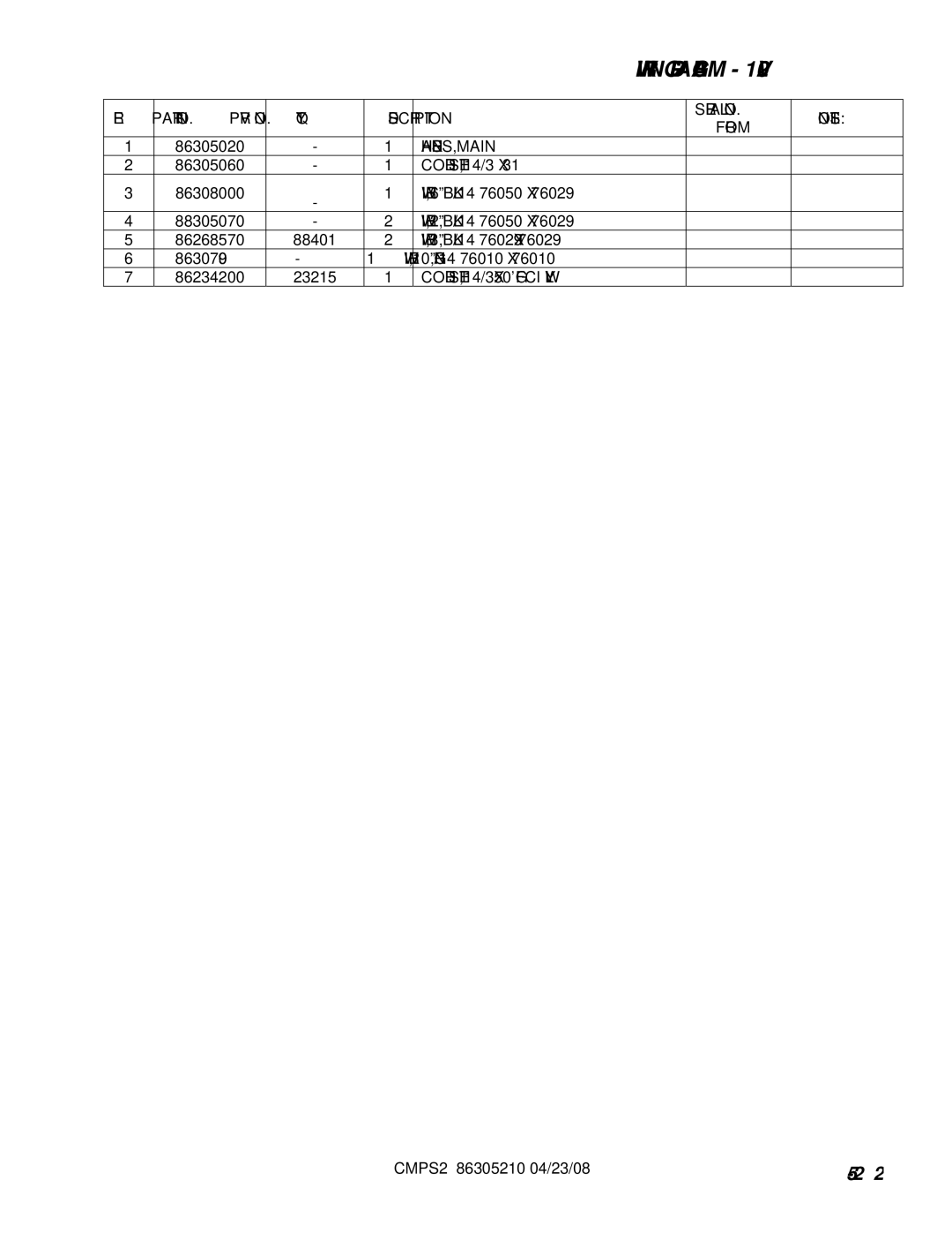 Windsor 10070570, CMPS2E, 10070560 manual Wiring Diagram, HARNESS, Main 