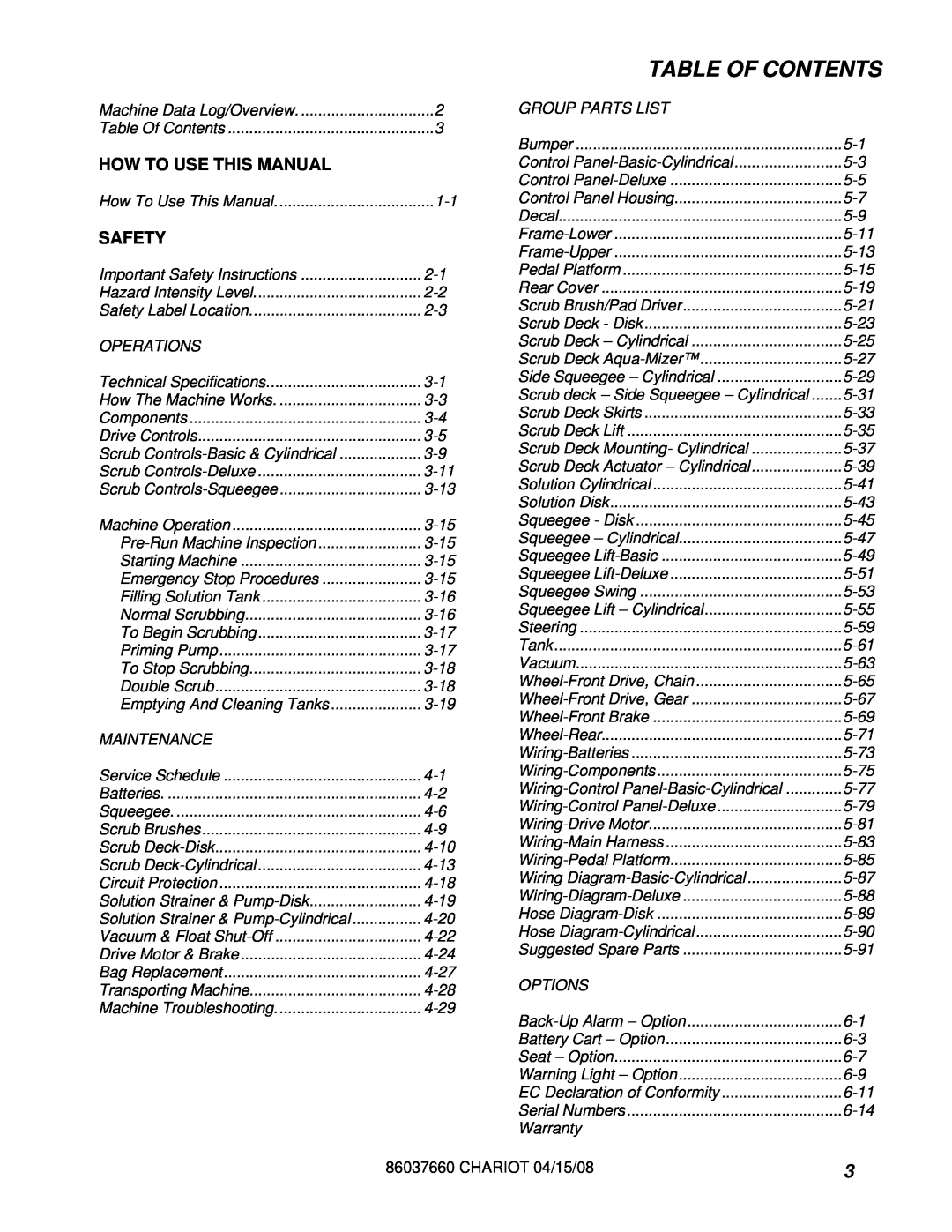 Windsor CSXEO24 10060300, CSE24 10060250, CSXE24 10060290, CSX24 10060270 Table Of Contents, How To Use This Manual, Safety 