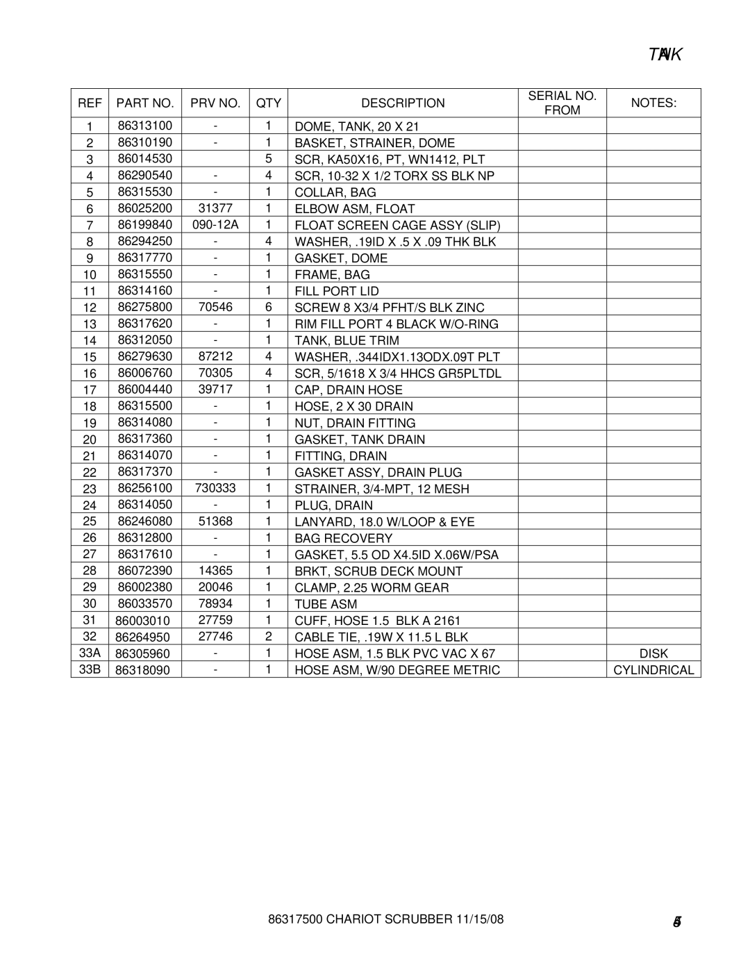 Windsor 10061160, CSX26SP BASKET, STRAINER, Dome, Collar, Bag, Elbow ASM, Float, Float Screen Cage Assy Slip, GASKET, Dome 