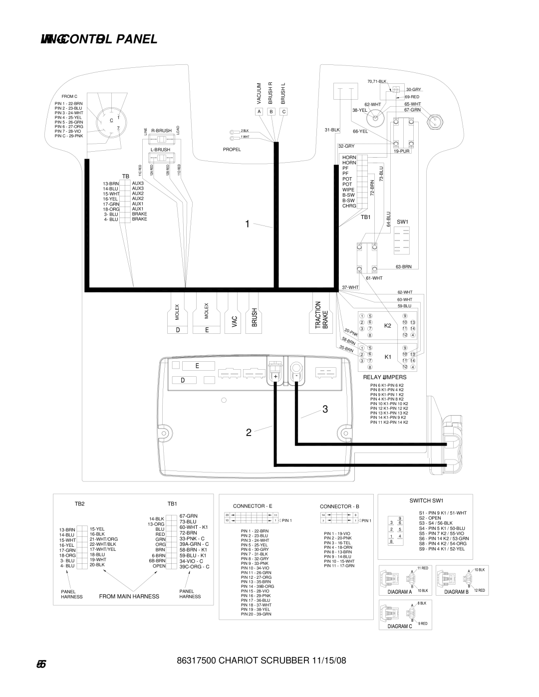 Windsor 10061090, CSX26SP, CSX24, 10061160 manual WIRING-CONTROL Panel, From C 