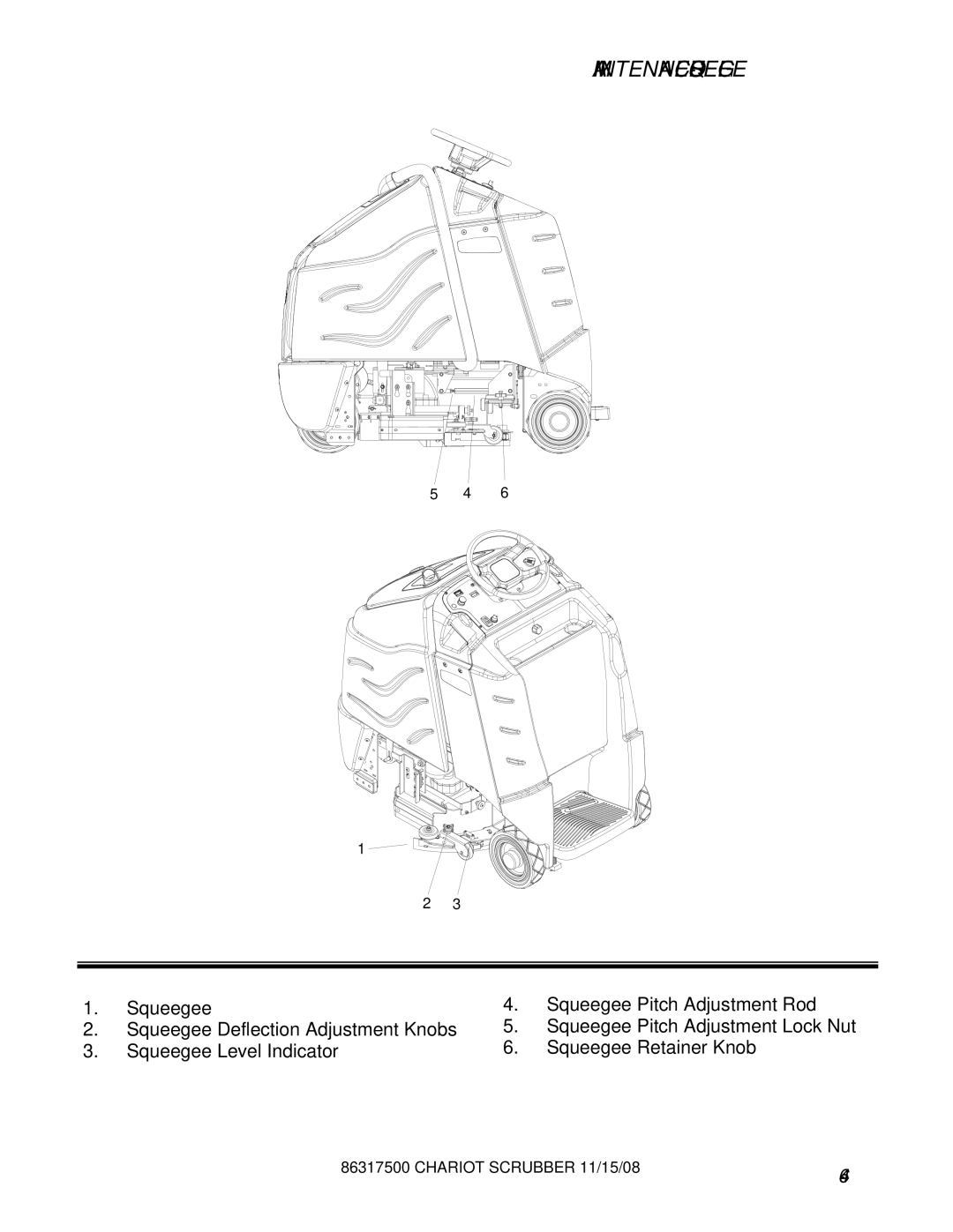 Windsor 10061160, CSX26SP, CSX24, 10061090 manual Maintenance-Squeegee 