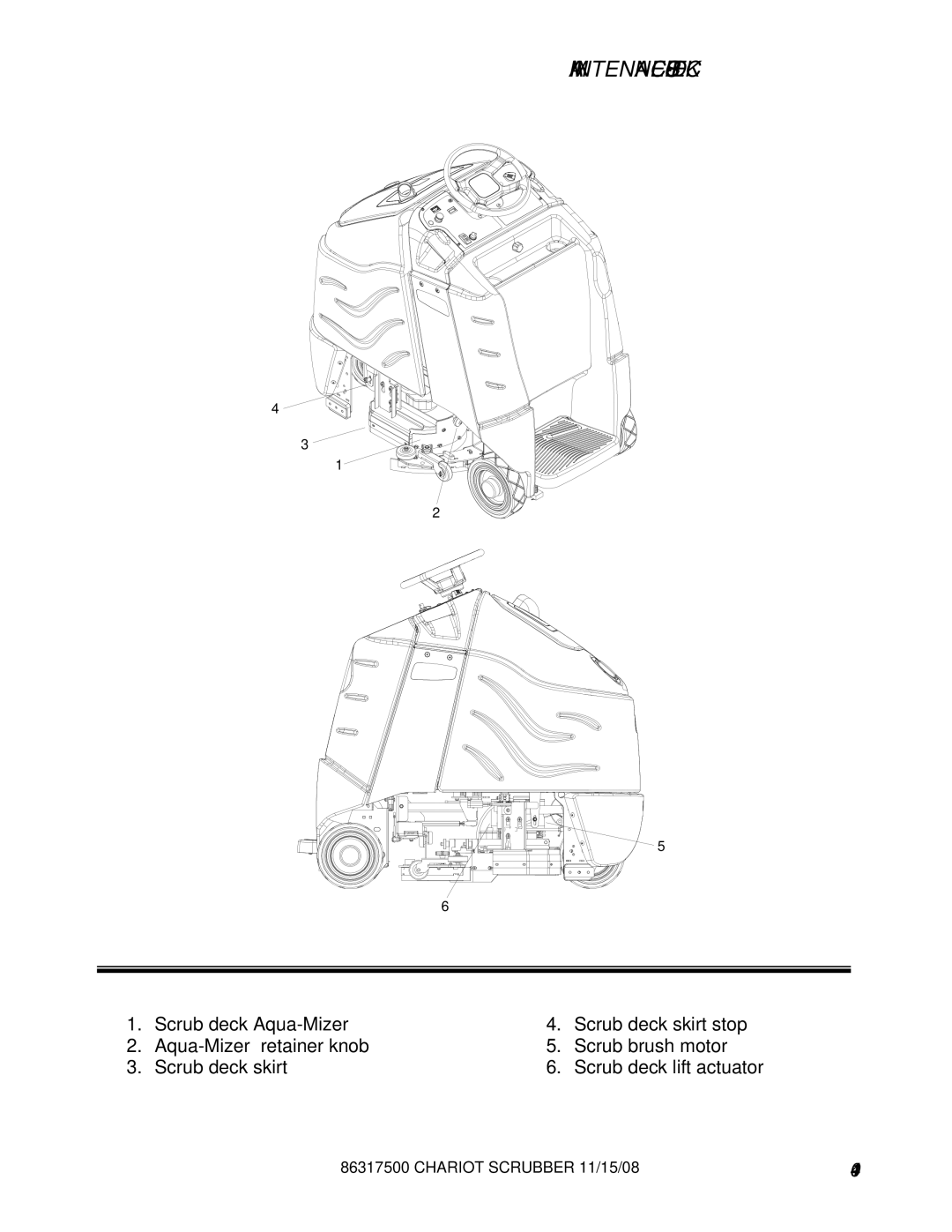 Windsor 10061160, CSX26SP, CSX24, 10061090 manual MAINTENANCE-SCRUB Deck 