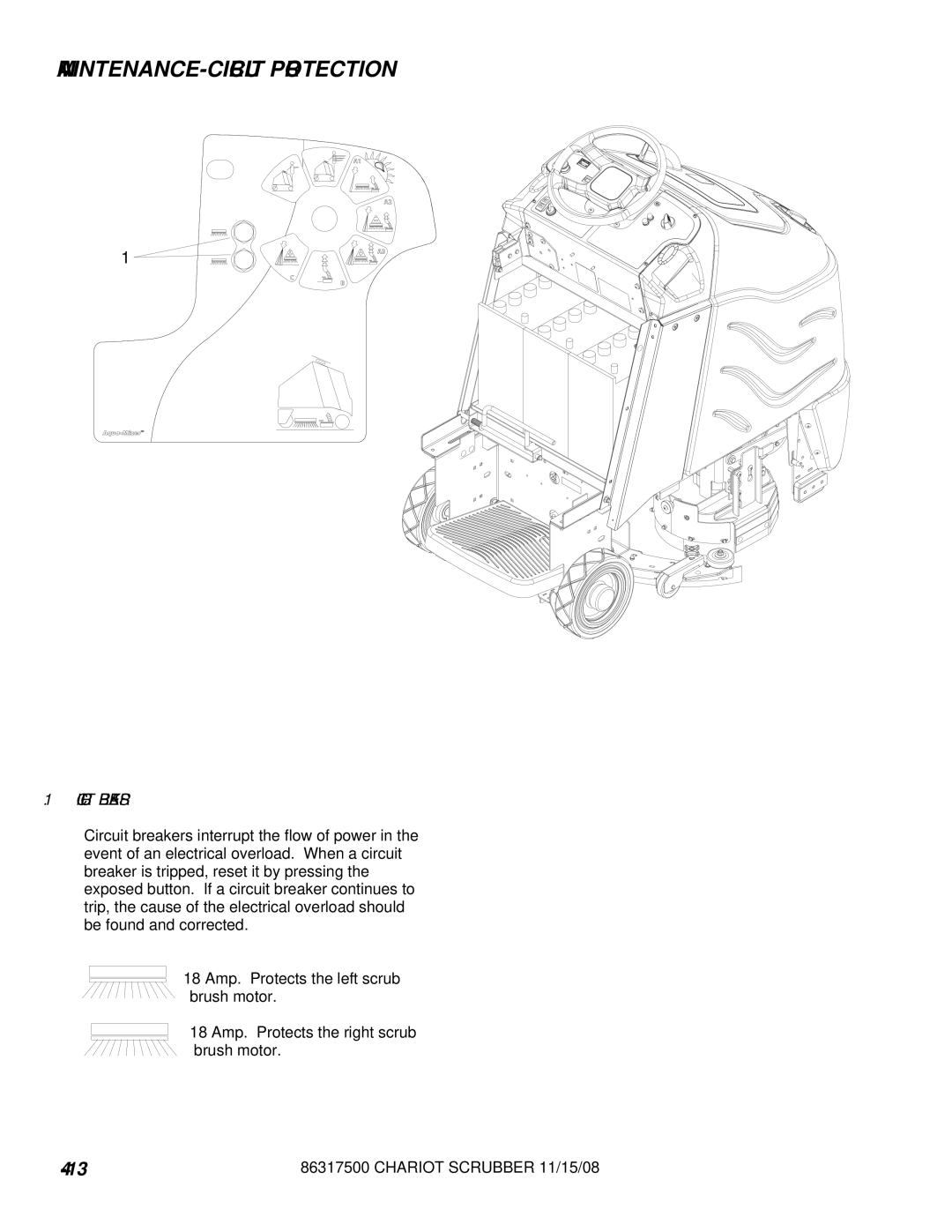 Windsor 10061090, CSX26SP, CSX24, 10061160 manual MAINTENANCE-CIRCUIT Protection, Circuit Breakers 