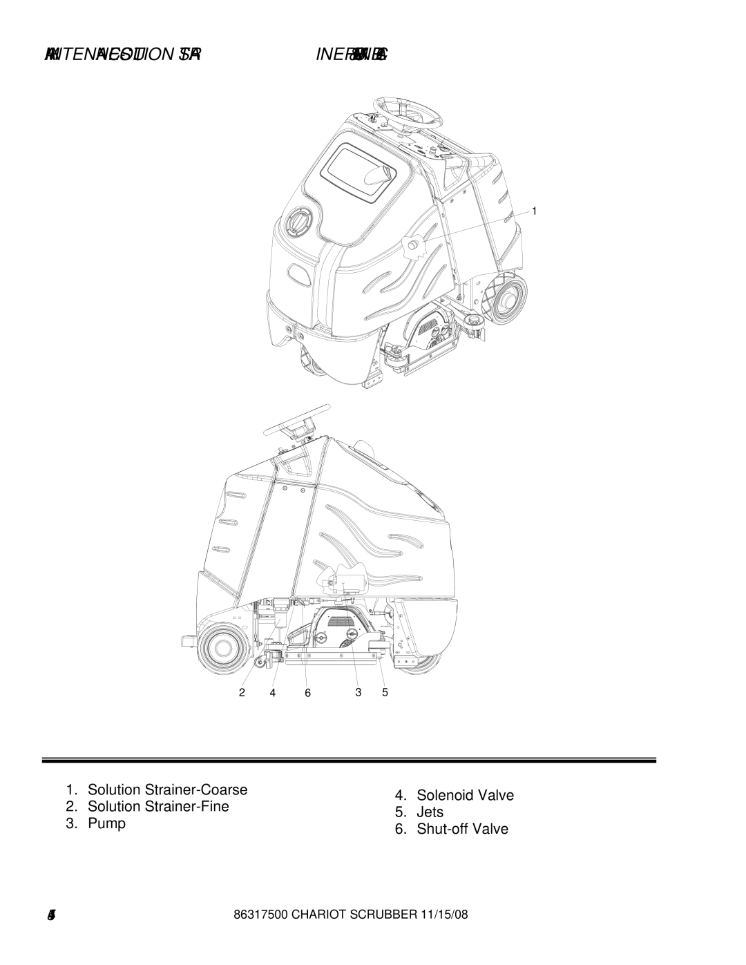 Windsor CSX26SP, CSX24, 10061090, 10061160 manual MAINTENANCE-SOLUTION Strainer & PUMP-CYLINDRICAL 