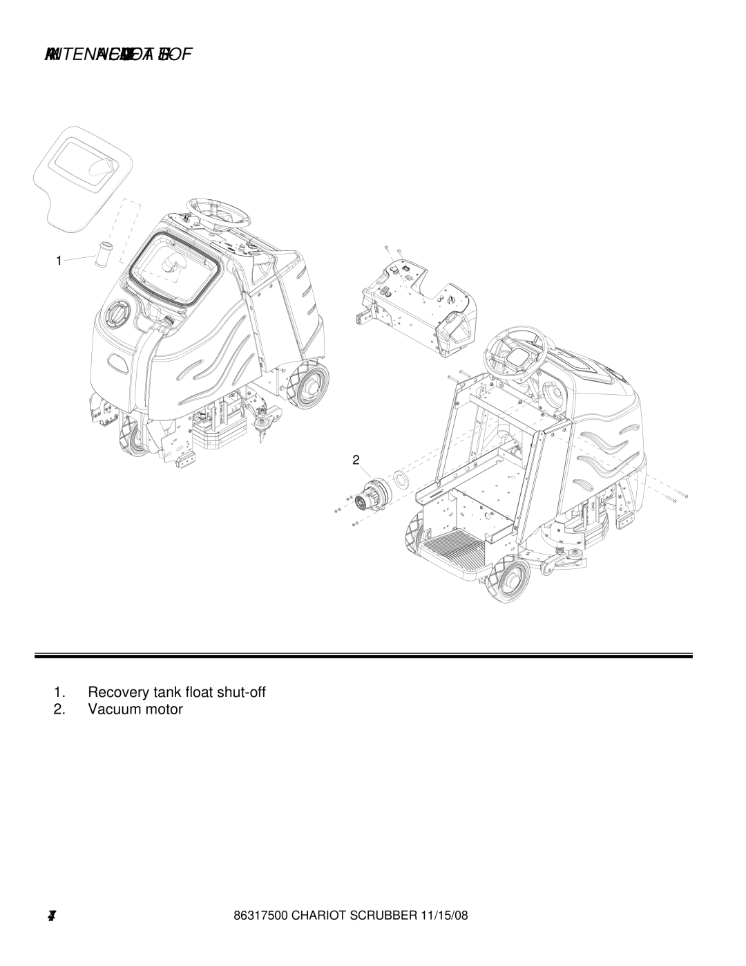 Windsor 10061090, CSX26SP, CSX24, 10061160 manual MAINTENANCE-VACUUM & Float SHUT-OFF 