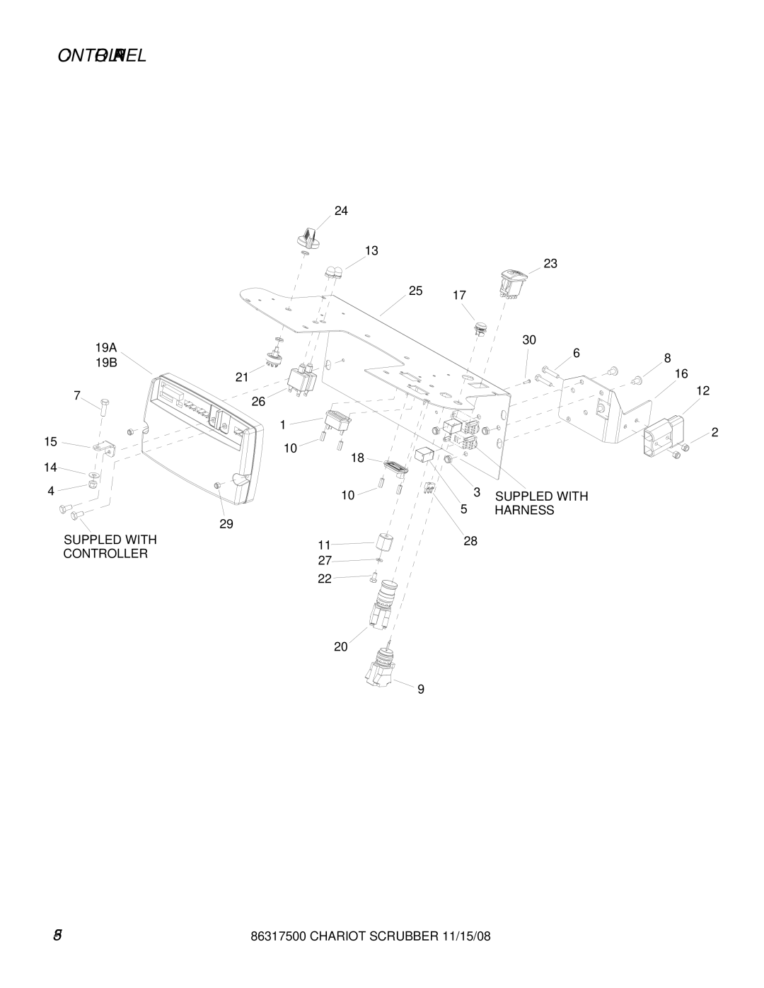 Windsor CSX26SP, CSX24, 10061090, 10061160 manual Control Panel, Suppled with Controller Harness 