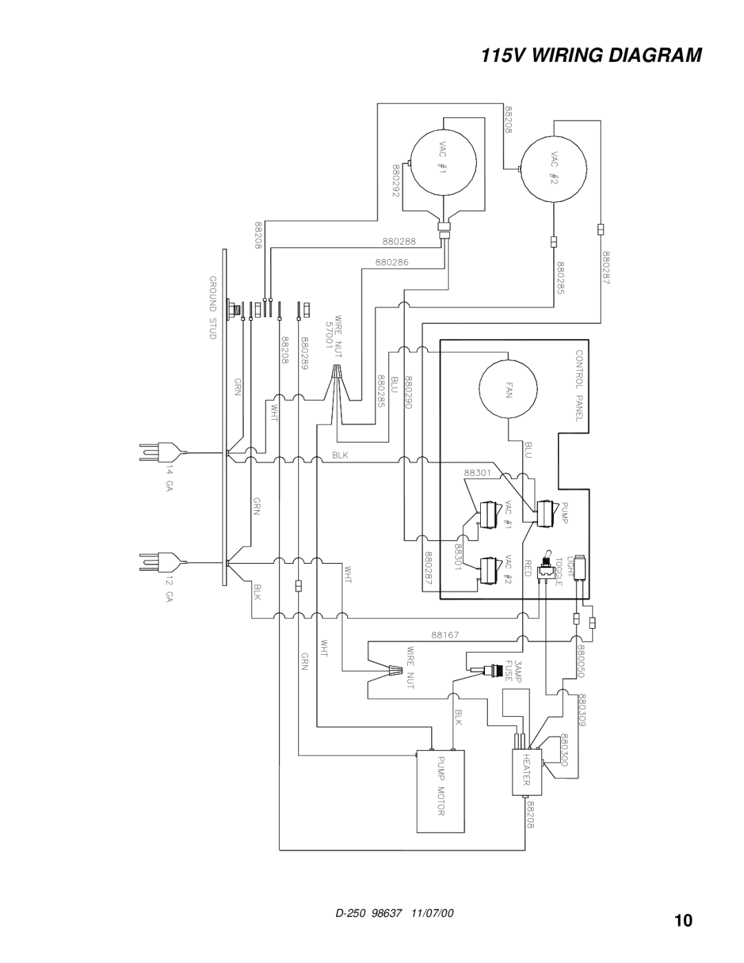 Windsor D250 manual 115V Wiring Diagram 