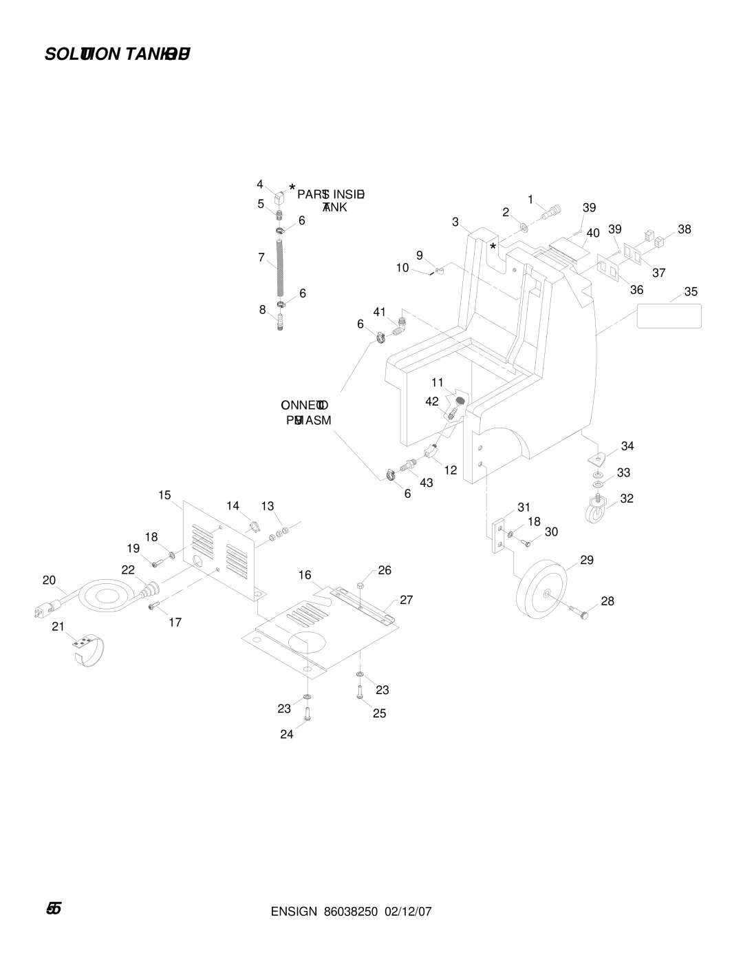 Windsor E50 10070090 operating instructions Solution Tank Group 