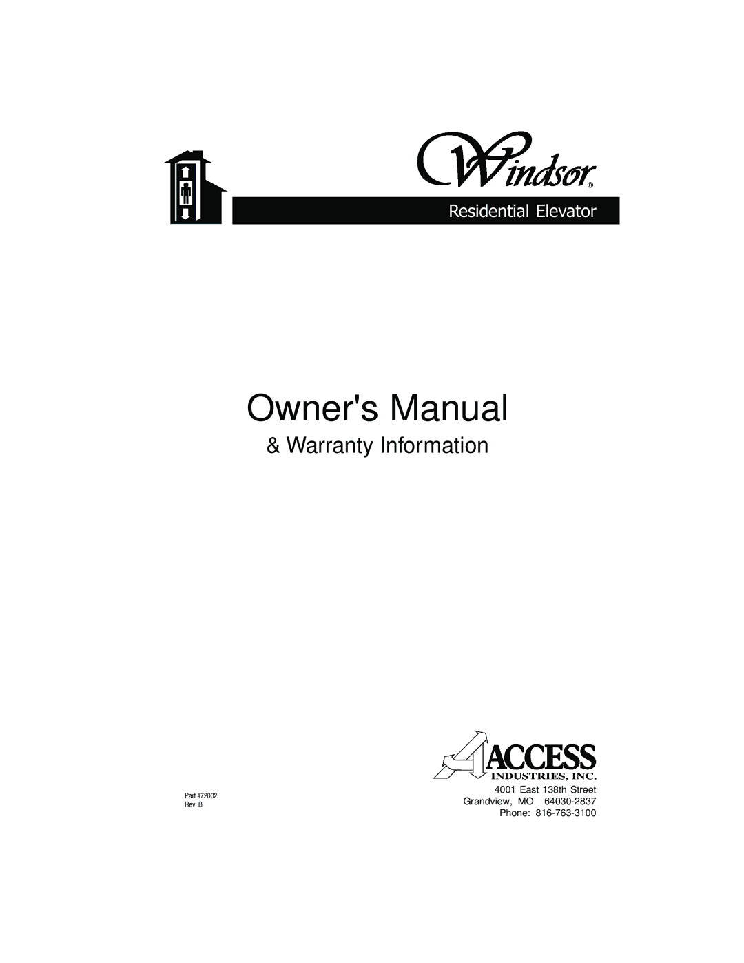 Windsor Elevator owner manual Warranty Information 