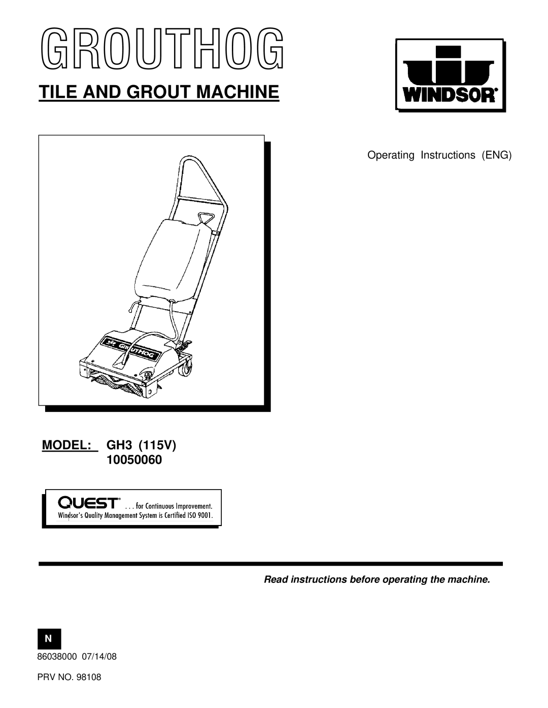 Windsor GH3 manual Grouthog 