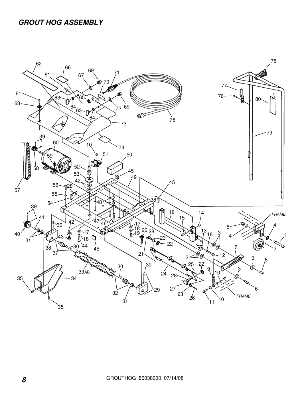 Windsor GH3 manual Grout HOG Assembly 