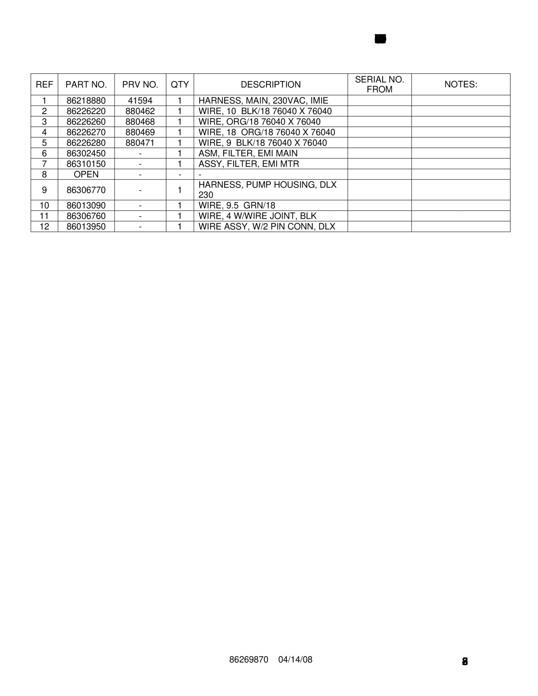 Windsor IM 10066360, IMXIE17 10066410, IMX 10066400, IMIE17 10066550 WIRING-230V Deluxe, HARNESS, MAIN, 230VAC, Imie 