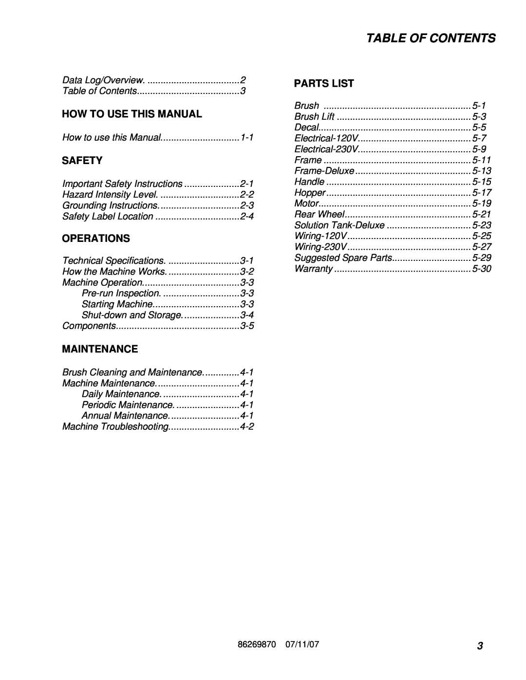 Windsor IM 10066360, IMX 10066400 Table Of Contents, How To Use This Manual, Safety, Operations, Maintenance, Parts List 