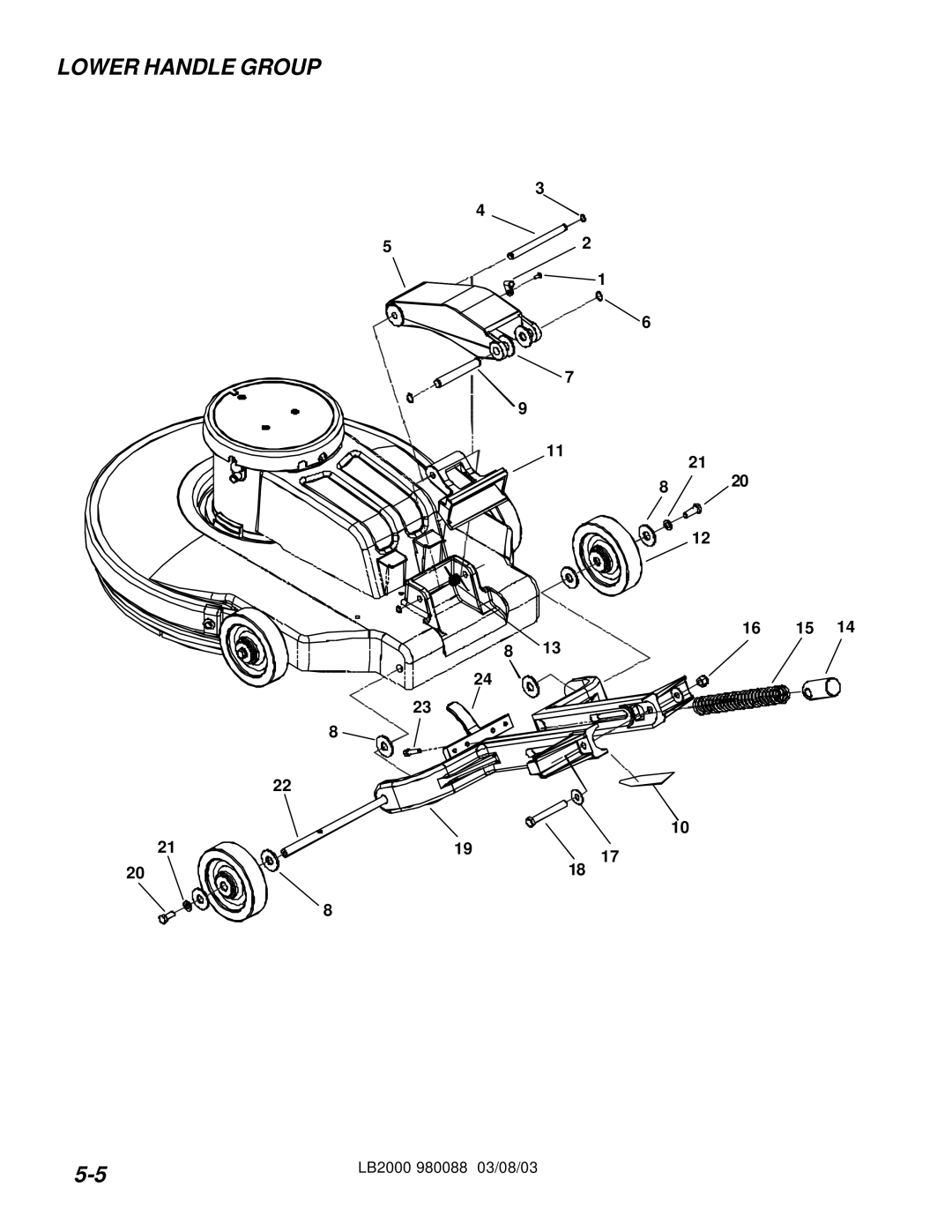 Windsor LB2000 manual Lower Handle Group 