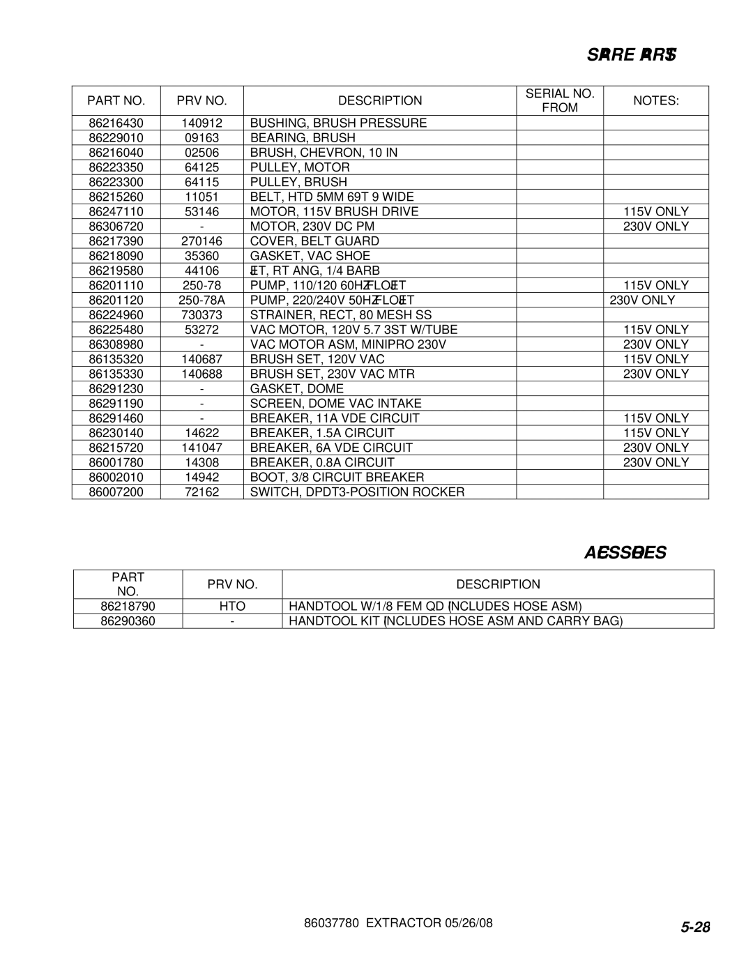 Windsor MPRO EU 10080400, MPRO AU 10080420, MPRO 10080390, MPRO GB 10080410 manual Spare Parts, Accessories 