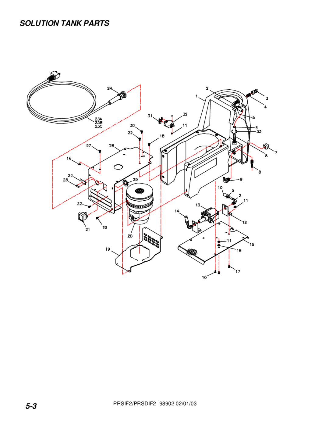 Windsor PRSD2, PRS2 operating instructions Solution Tank Parts 