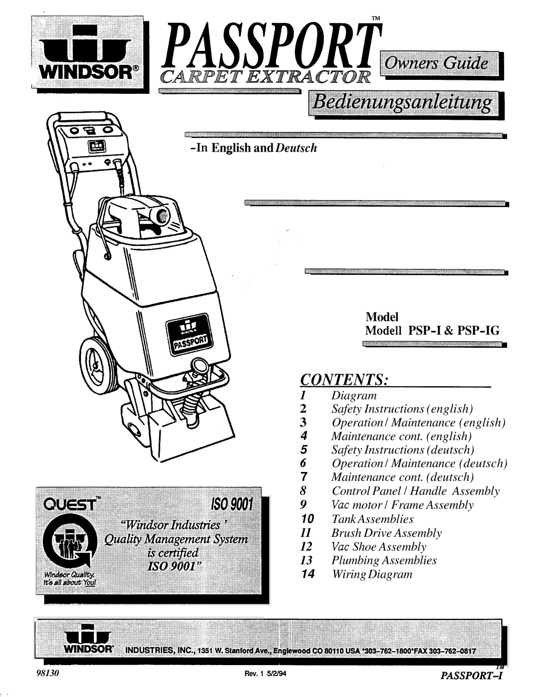 Windsor PSP-IG manual Contents 