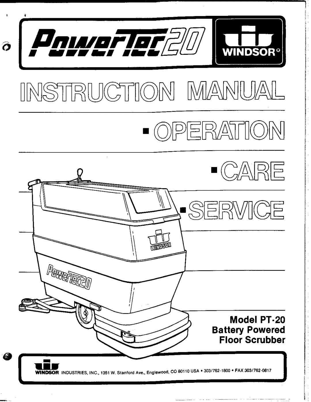 Windsor PT-20 manual 