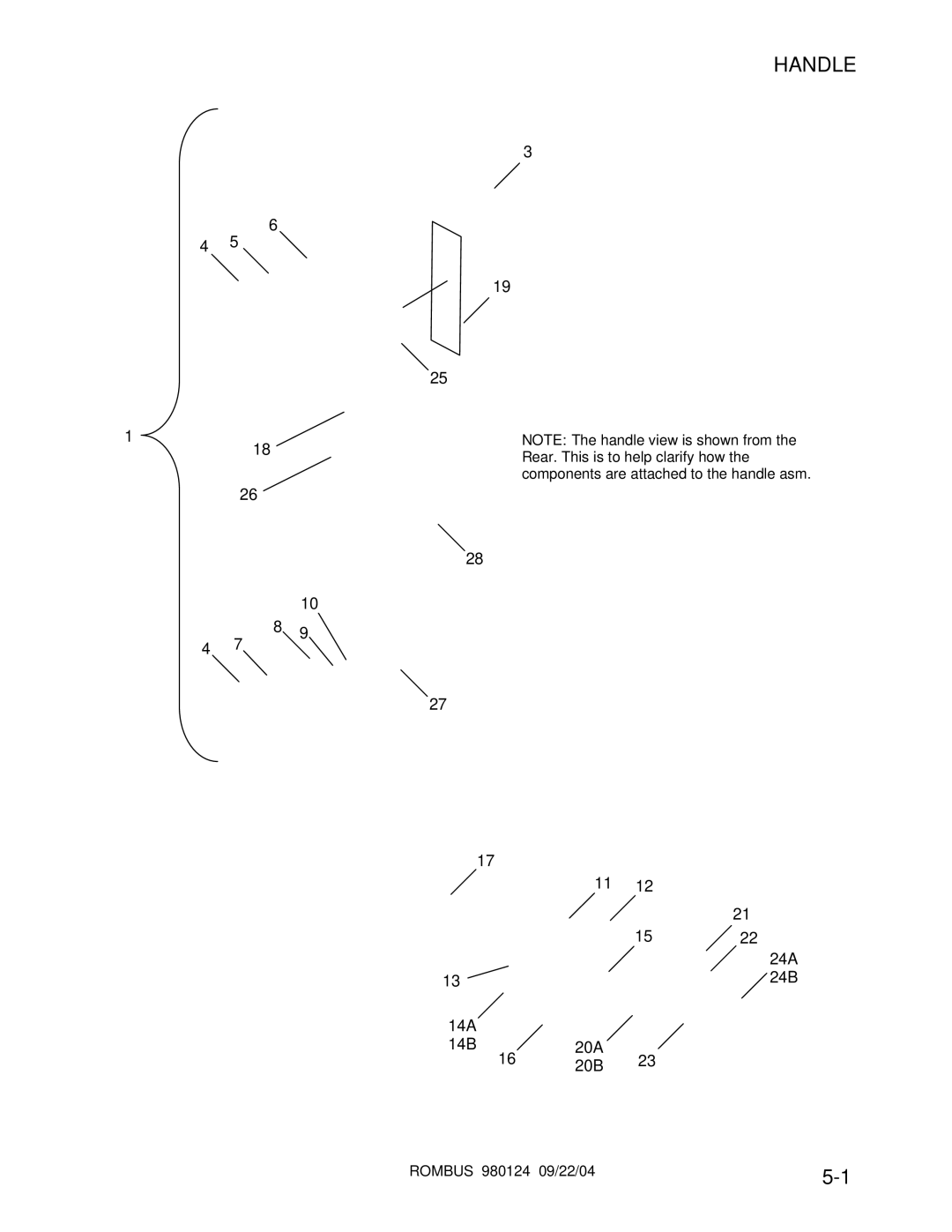 Windsor RMBS12, RMBS16 operating instructions Handle 