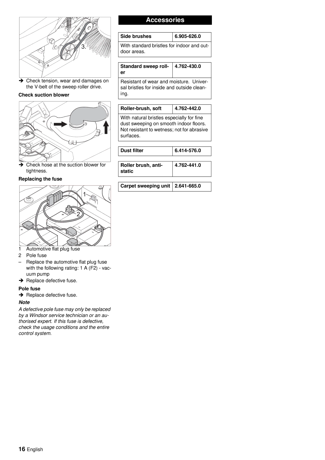 Windsor RRB 360 manual Accessories 