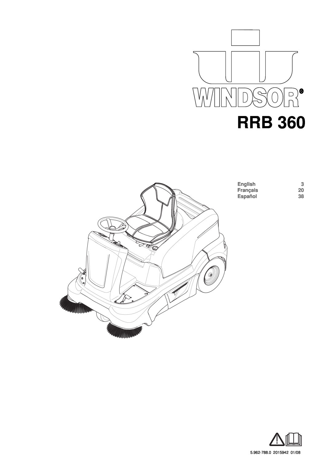 Windsor RRB 360 manual English, Français, Español, 5.962-788.02015942 01/08 