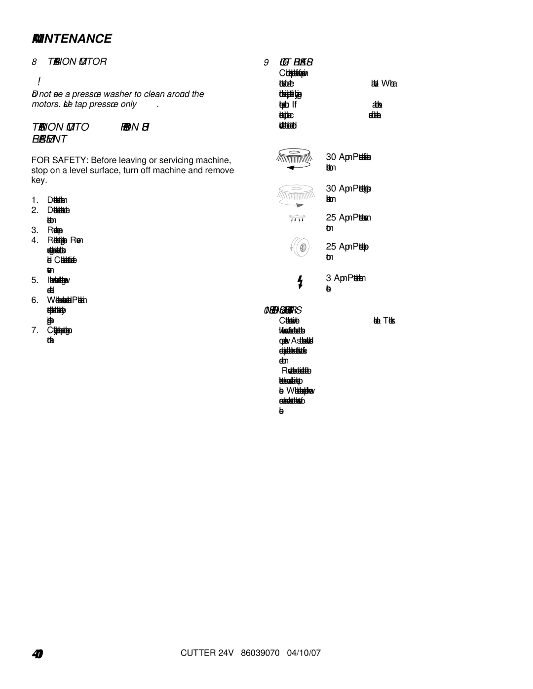 Windsor SC264, SCC264, 10052250 Traction Motor Carbon Brush Replacement, Circuit Breakers, Brush Shrouds & Brush Skirts 