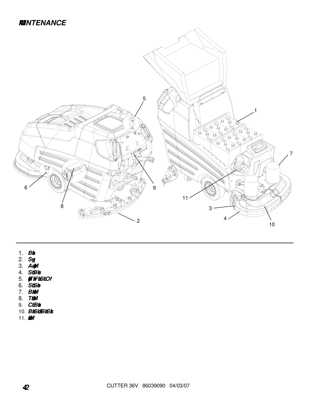 Windsor SC326 10052220, SCC326 10052260 manual Maintenance 