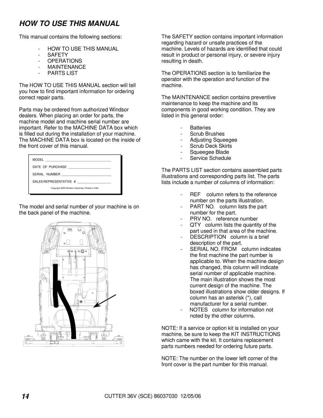 Windsor SCE326, 10052280 manual HOW to USE this Manual 