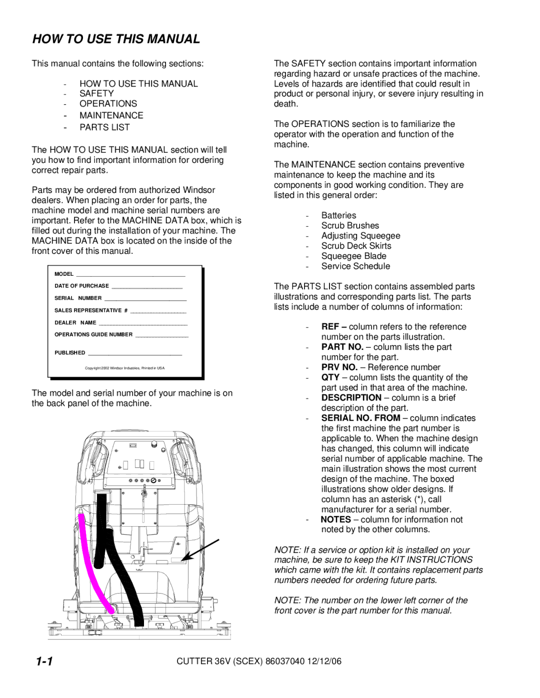 Windsor SCEX326, SCEOX326, 10052340, 10052310 manuel dutilisation HOW to USE this Manual, Model 