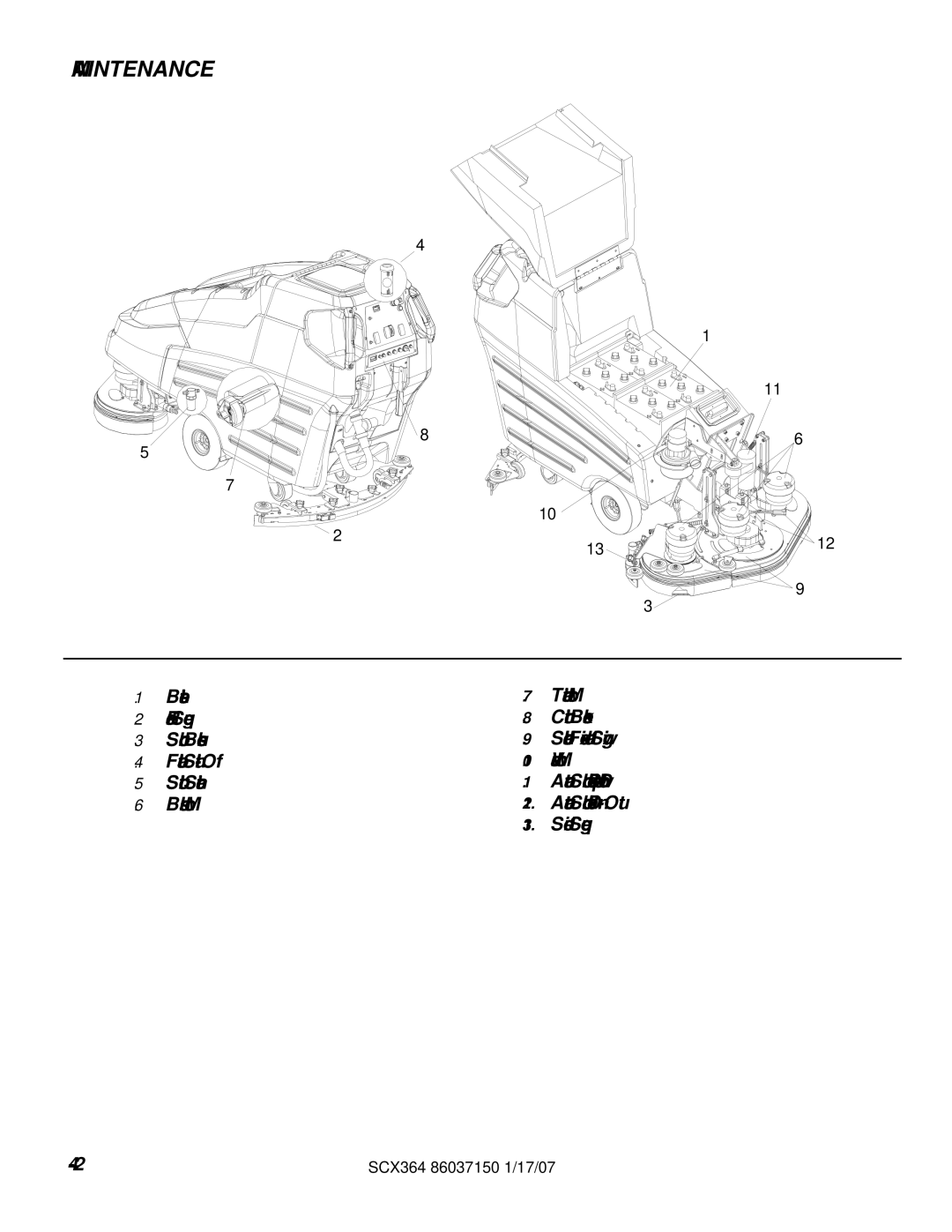 Windsor SCX364, 10052410 manual Maintenance 