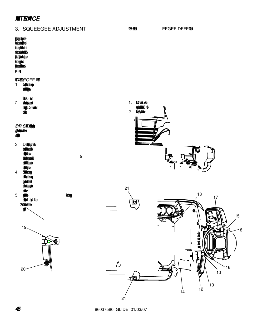 Windsor 10052460, SG32, SG36, SG28, 10052450, 10052470 manual Squeegee Adjustment, To Adjust Squeegee Pitch 