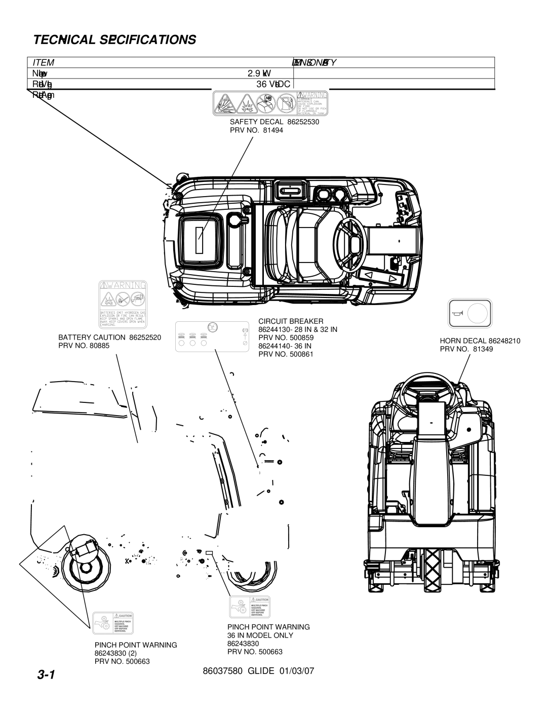 Windsor SG28, SG32, SG36, 10052450, 10052460, 10052470 manual Technical Specifications, Dimension/Capacity 