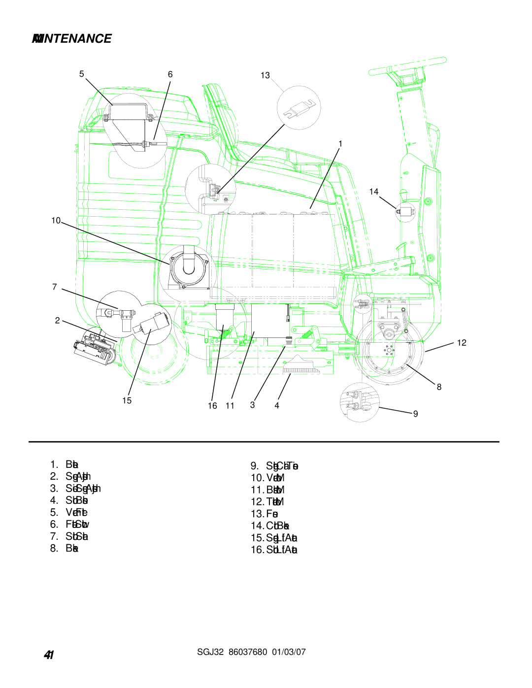 Windsor SGJ32, 10052530 operating instructions Maintenance 