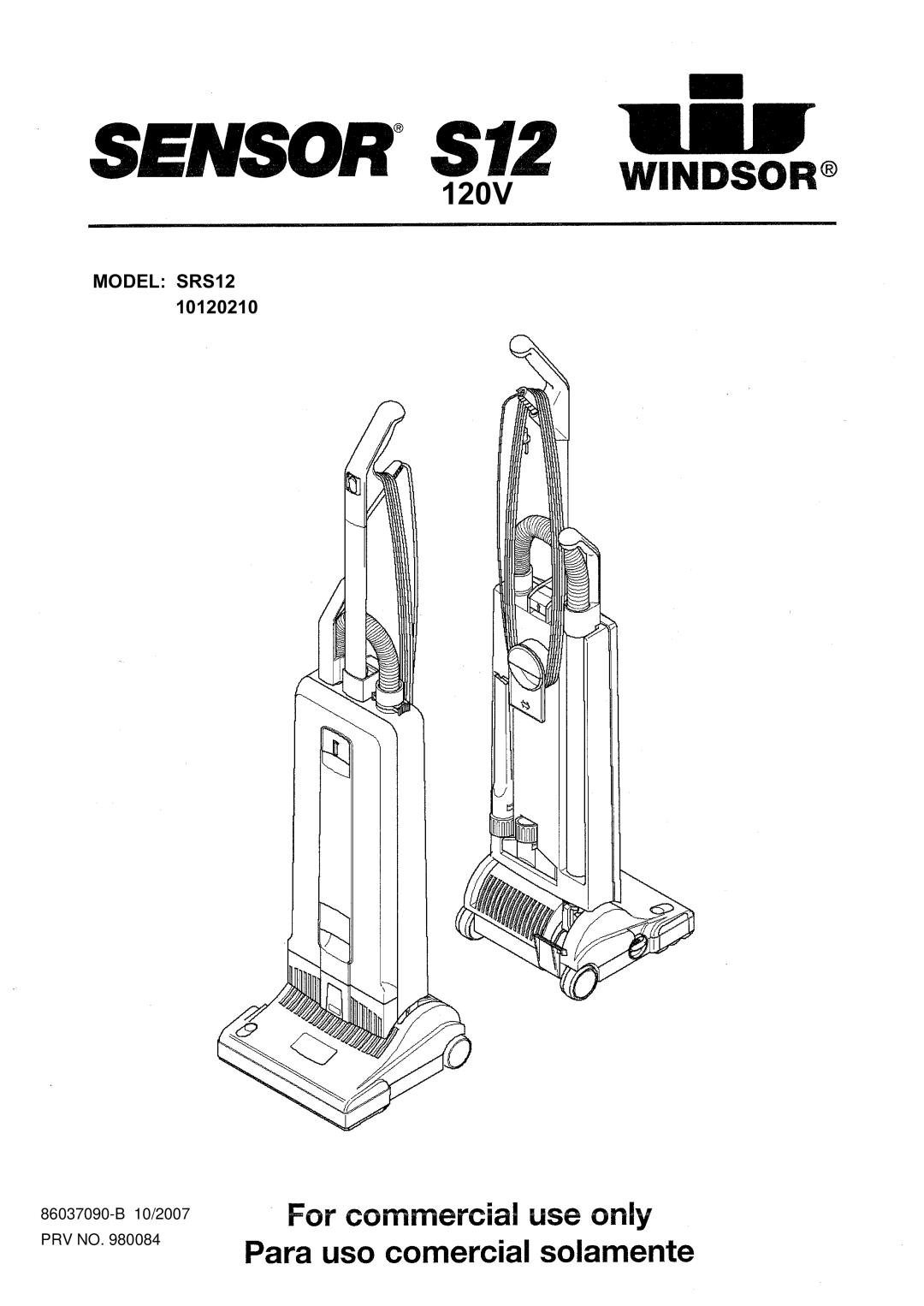 Windsor SRS12 manual 120V 