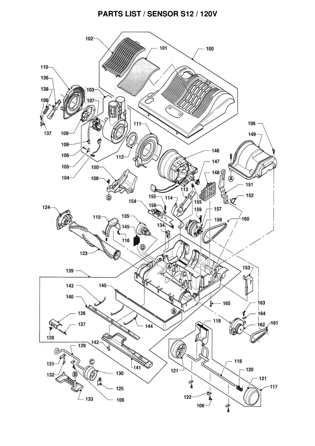 Windsor SRS12 manual Parts List / Sensor S12 