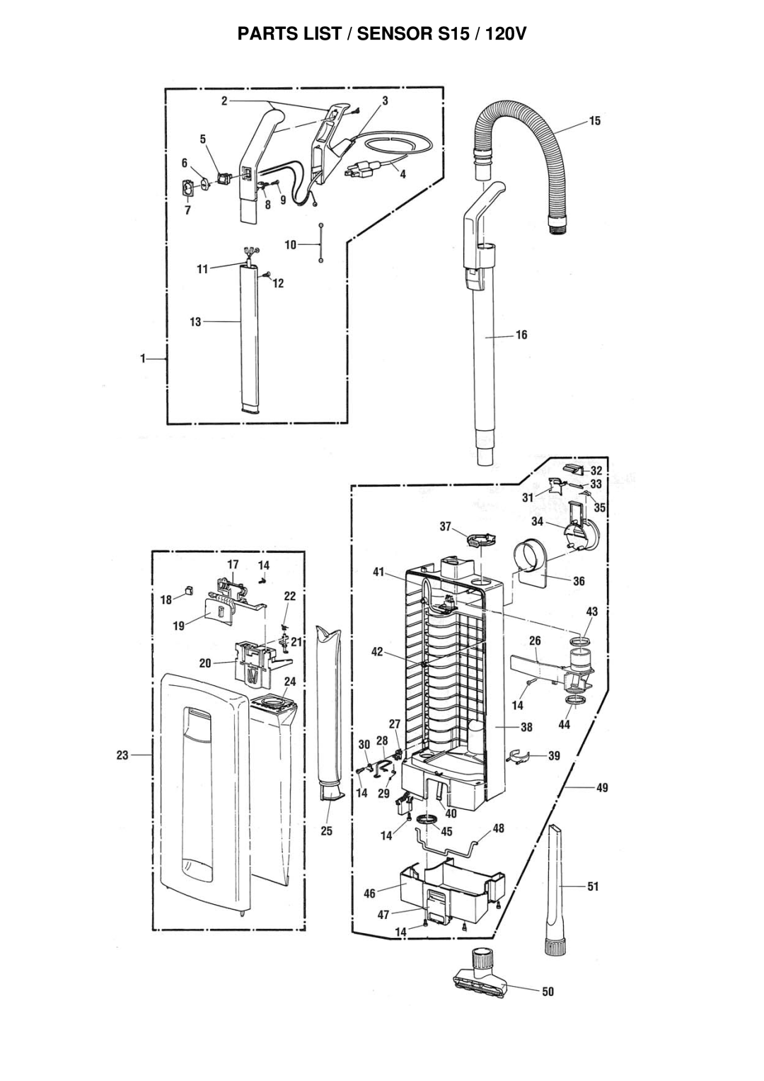 Windsor SRS15, 10120220 manual Parts List / Sensor S15 