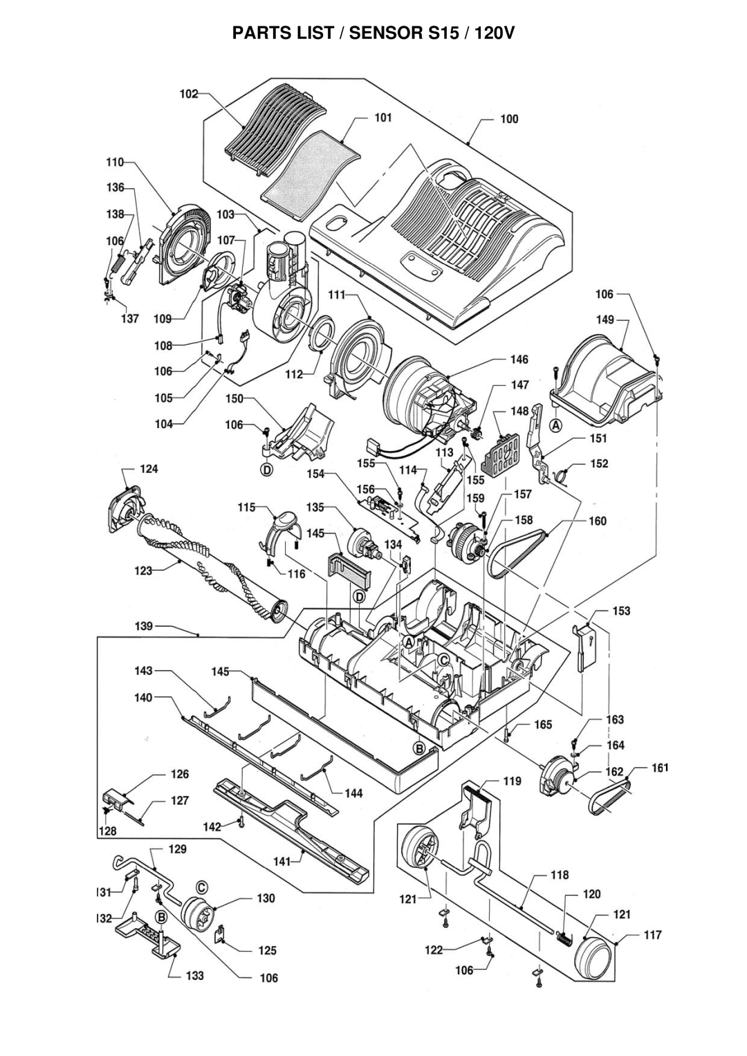 Windsor 10120220, SRS15 manual Parts List / Sensor S15 