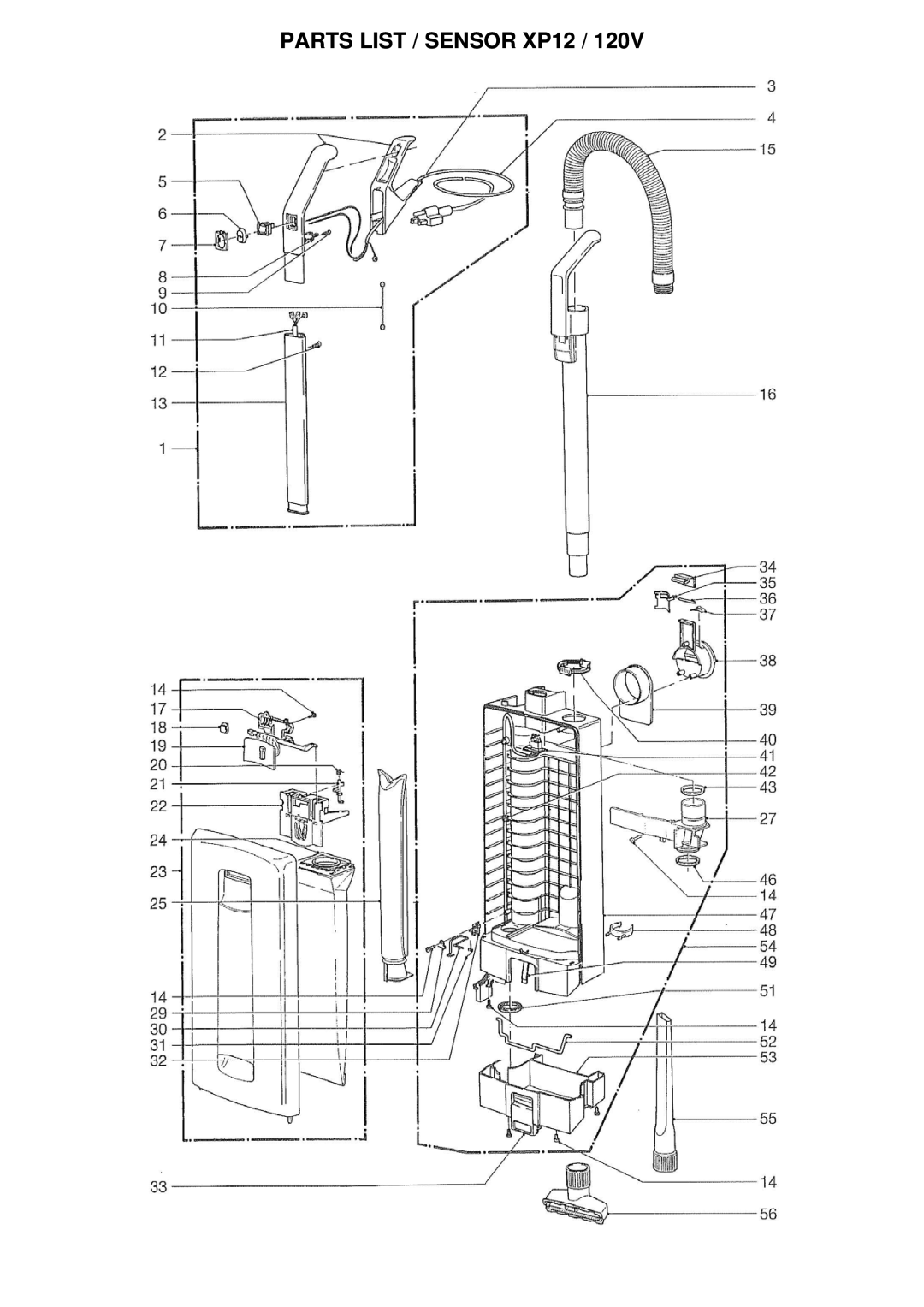 Windsor SRXP12 manual Parts List / Sensor XP12 