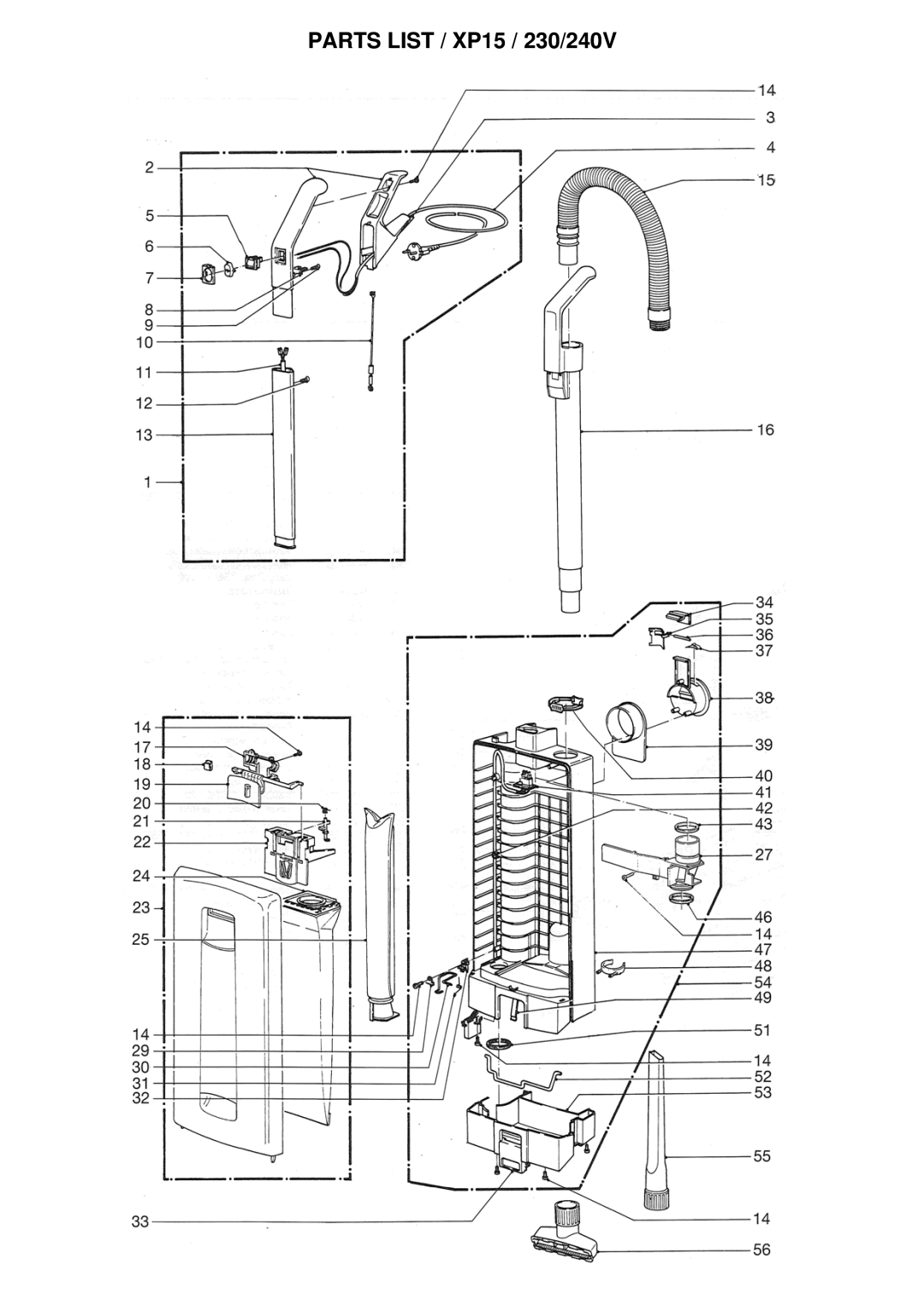 Windsor SRXP15IA, 10120290 manual Parts List / XP15 / 230/240V 