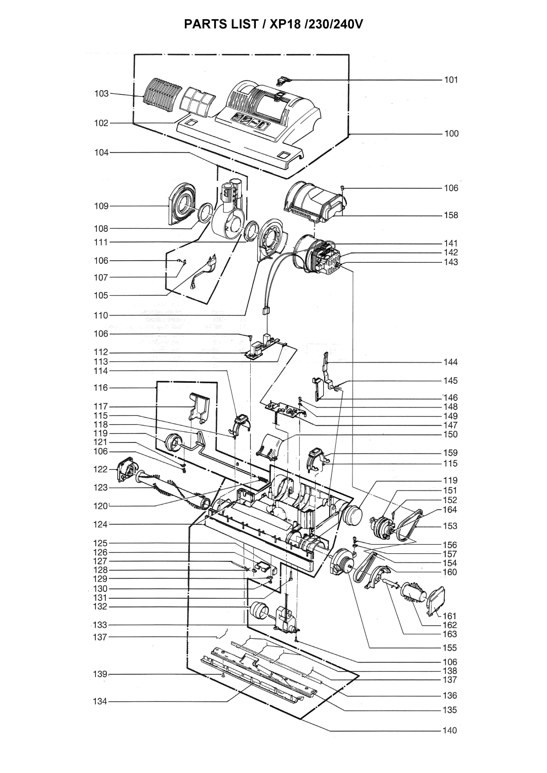 Windsor SRXP18IA manual Parts List / XP18 /230/240V 