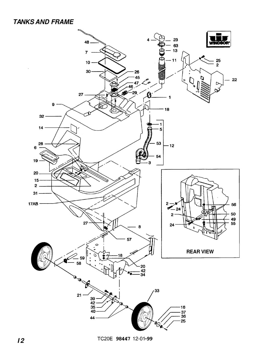 Windsor TCZOE operating instructions Tanks and Frame 